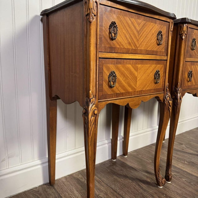 Vintage Ca. 1930s Ornate French Provincial Nightstands, Pair For Sale - Image 4 of 18