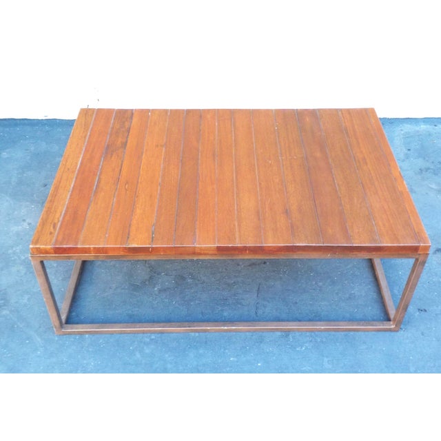 Minimalist Wooden Slat Coffee Table | Chairish