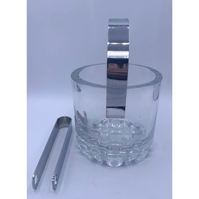 1970s 1970's Orrefors Glass Barware 'Erik' Ice Bucket and Tongs Designed by Olle Alberius For Sale - Image 5 of 9