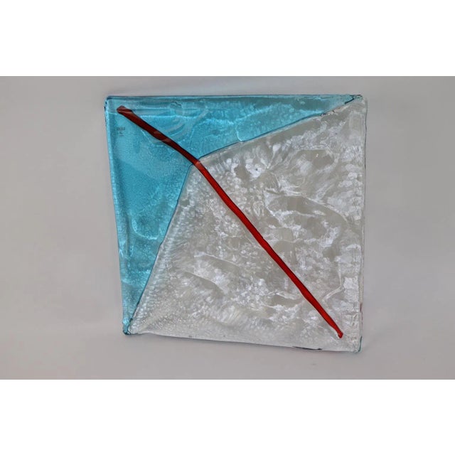 Itre Aquilone 1980s Itre Murano Art Glass Tile Aqua For Sale - Image 4 of 5