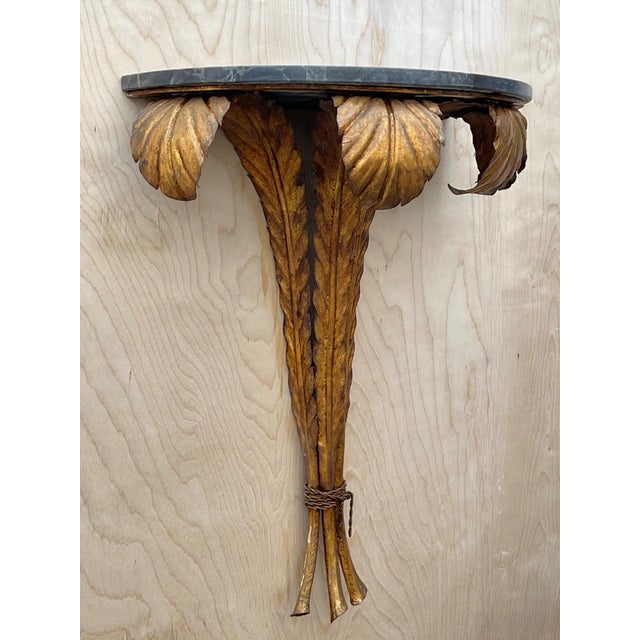 Metal Vintage Gilt Metal and Marble Wall Console For Sale - Image 7 of 13