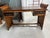 Chestnut Paul Frankl Styled Stacked Rattan Bamboo Desk. Vintage, Refurbished, Mahogany Desk or Entry Table. For Sale - Image 8 of 9