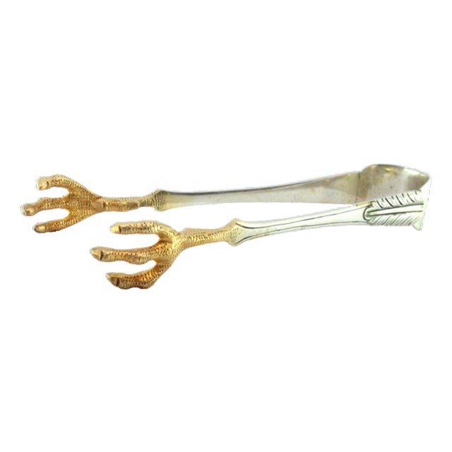 Silver Ice Tongs in the Shape of Bird Claws For Sale