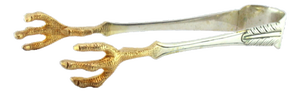 Silver Ice Tongs in the Shape of Bird Claws