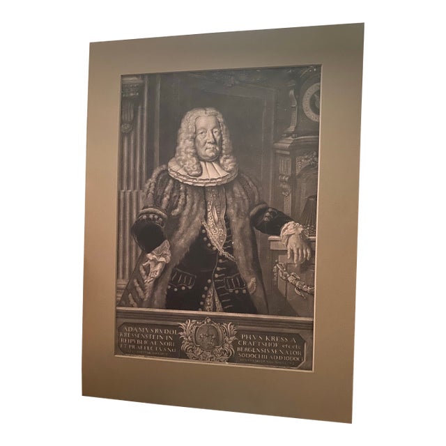 18th-Century German Mezzotint Portrait of Adam Rudolph Kress Von Kressenstein. For Sale