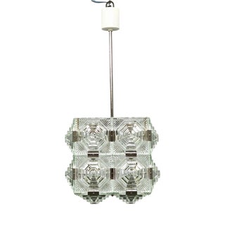 Brutalist Glass Cube Pendant by Kamenický Šenov, 1970s For Sale