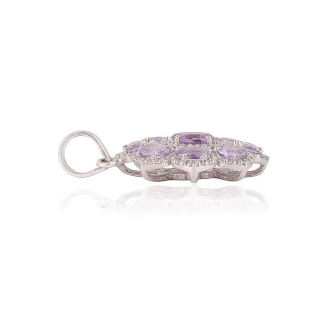 Not Yet Made - Made To Order Elegant Floral Amethyst Pendant With Cubic Zirconia Accents - Caratandher For Sale - Image 5 of 14