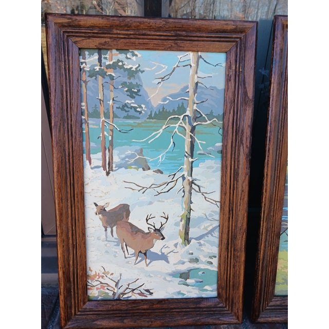 Vintage Iconic American Folk Art "Four Seasons" Paint by Number 1972 Charming rarely painted and in great condition are...