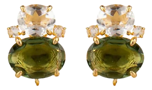 Agnes Studs, Dark Green, Clip On