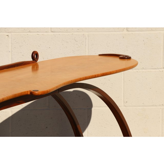 Mid-Century Sculptural Bird’s-Eye Maple & Rosewood Console Table, 1980s For Sale - Image 11 of 18