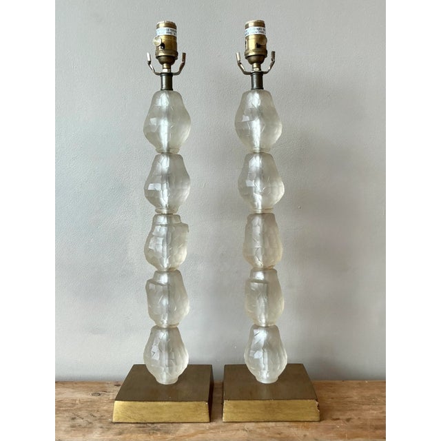 Vintage Regency Faceted Crystal Lamps - A Pair For Sale In West Palm - Image 6 of 8