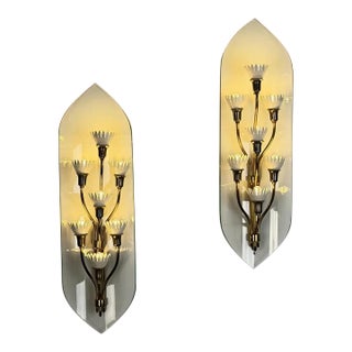 Monumental Pietro Chiesa for Fontana Arte Rare 7-Light Glass Sconces, 1950s For Sale