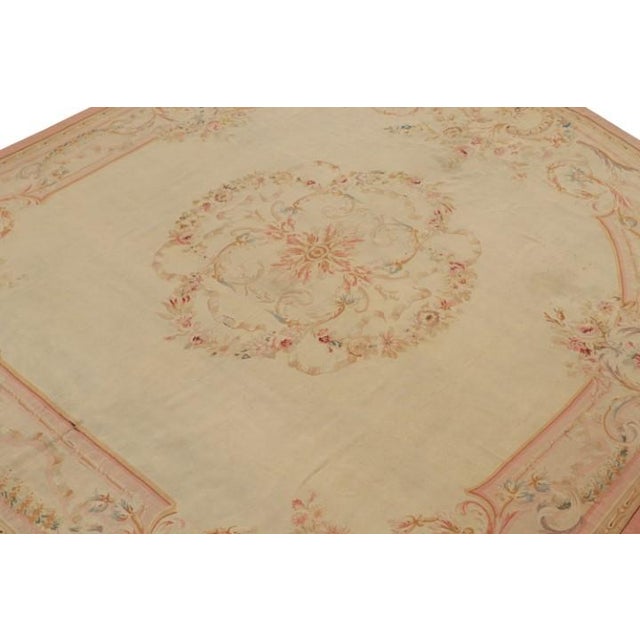 Rug & Kilim Antique Aubusson Flatweave and Round Rug in Beige, From Rug & Kilim For Sale - Image 4 of 7