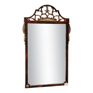 Antique Chippendale Mahogany Mirror Wall Fretwork Gilt Shell Accents For Sale