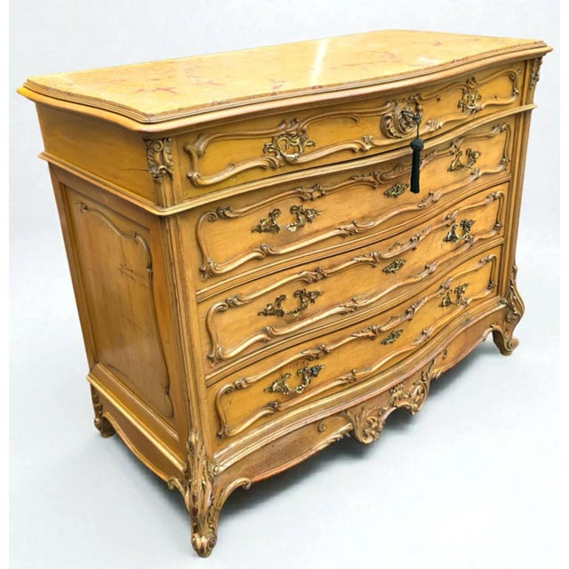 French Antique Early 20th Century Galliy Bassani French Rococo/ Louis XV Style Marble Top Commode For Sale - Image 3 of 18