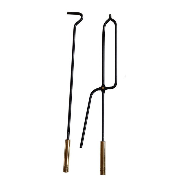 Mid-Century Italian Brass and Iron Fire Tools, Set of 3 For Sale - Image 4 of 6