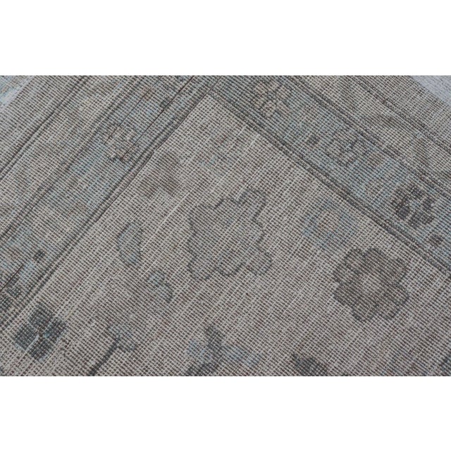 Large Modern Oushak Design in Light Blue, Grey, With Light Cream Background 13'4 X 19'3 For Sale - Image 12 of 12