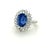 This stunning ring boasts a 7.41 carat Ceylon Sapphire surrounded by 1.55 carats of round brilliant cut bright white...