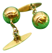 Gold Cufflinks in the Shape of Footballs, Set of 2
