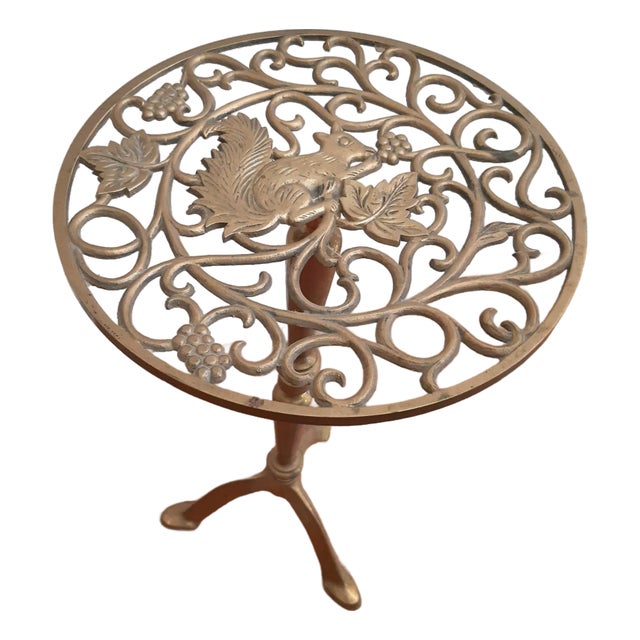 Squirrel Brass Table Plant Stand For Sale