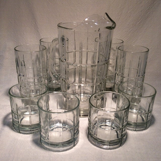 Vintage Pitcher & Loball & Hiball Glasses Set of 9 Chairish