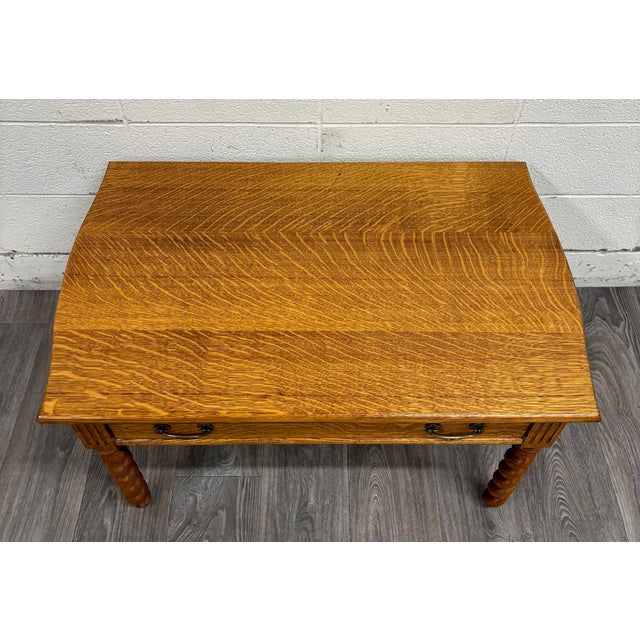 English Antique English Jacobean Revival Tiger Oak Console Table Library Table For Sale - Image 3 of 14