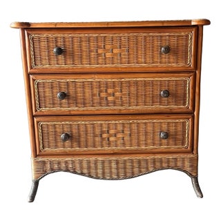 Vintage Bamboo and Wicker Chest of Drawers For Sale