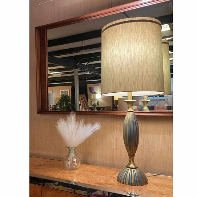 Outstanding Mid-Century Modern Rembrandt table lamp with original shade. This is one of the best condition vintage lamps...