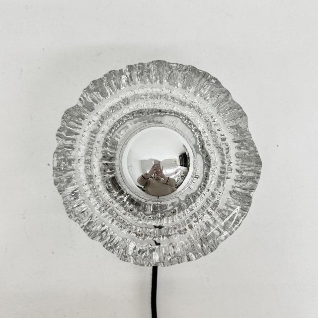 Ice Glass Wall Light or Flush Mount from Peill & Putzler, 1970s, in Good conditions. Designed 1970 to 1979 European Plug...