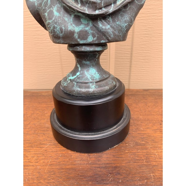 Metal Classical Verdigris Brass Bust of Apollo Belvedere For Sale - Image 7 of 11