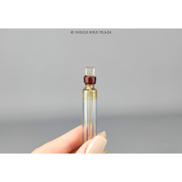 1920's Ladies Scent Bottle Vanidor Vial German Art Glass and Brass Perfume Bottle For Sale - Image 4 of 6