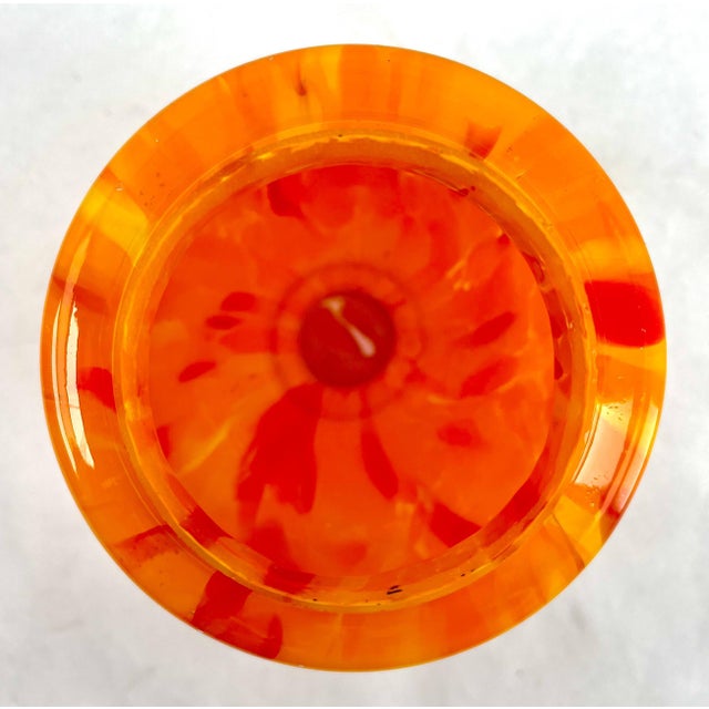 Pique Fleurs Vase in Multi Color Orange Decor with Grille, 1930s For Sale - Image 9 of 16