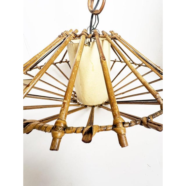 Rattan Pendant Light, France, 1960s For Sale - Image 6 of 8