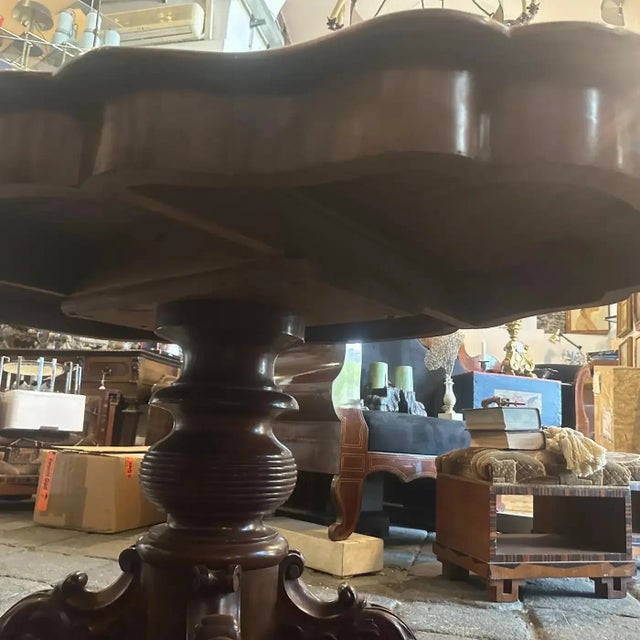 1880s Louis Philippe Mahogany Feather Turtle Shell Shaped Sicilian Side Table For Sale - Image 11 of 11