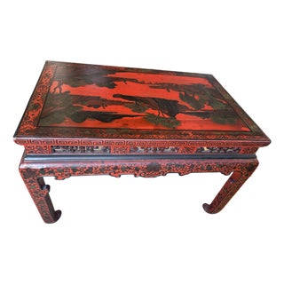 1920s Chinese Red Lacquered Table For Sale
