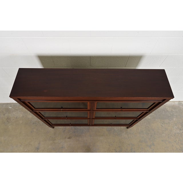 Globe Wernicke Arts & Crafts Inlaid Mahogany Three-Stack Double Barrister Bookcase, Circa 1900 For Sale - Image 10 of 13