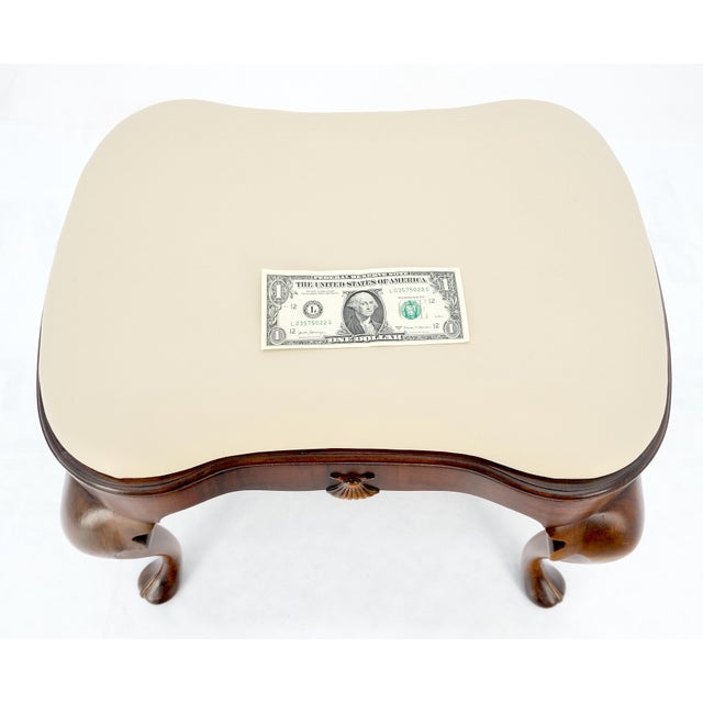 Animal Skin Antique 19th Century Quen Ann Style Scallop Accent New Leather Upholstery Bench For Sale - Image 7 of 13