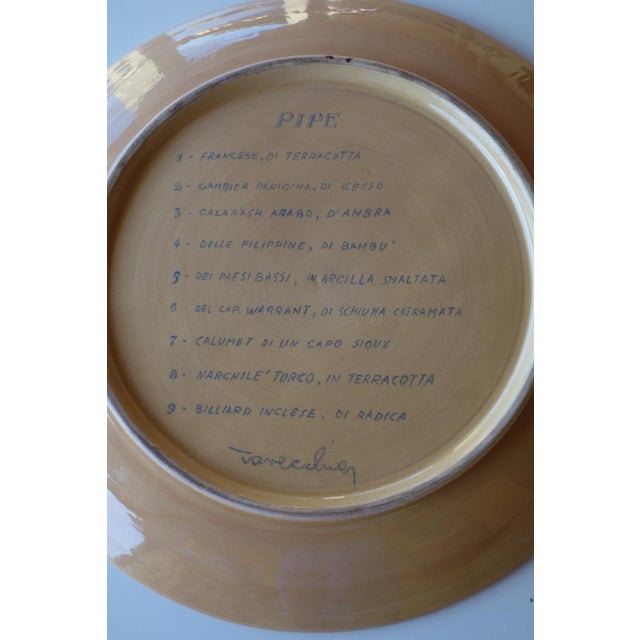 Mid-Century Modern Handpainted Ceramic Shells and Pipes Plates, 1950s, Set of 2 For Sale - Image 3 of 14