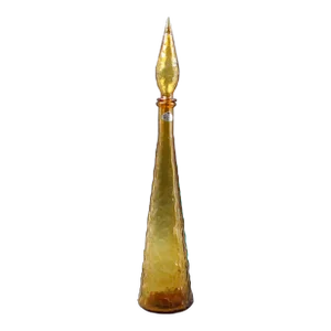 Guildcraft Italy Amber Empoli Glass Decanter Genie Bottle Mid Century Modern