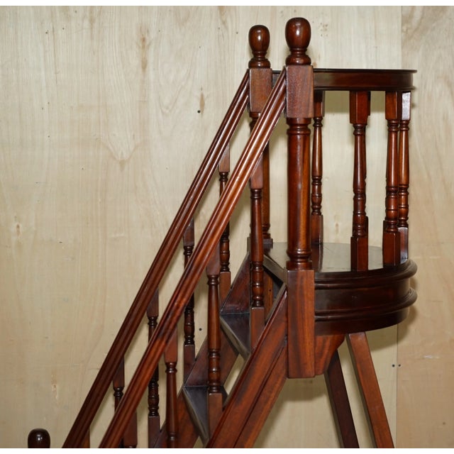 Late 19th Century Tall Antique Georgian Style Mahogany Library Steps With Gallery Rail - 5'7" For Sale - Image 5 of 18