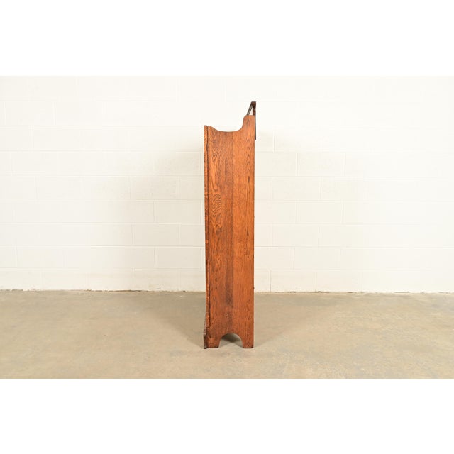 Antique Victorian Two-Door Carved Oak Bookcase Cabinet, Circa 1900 For Sale - Image 10 of 13