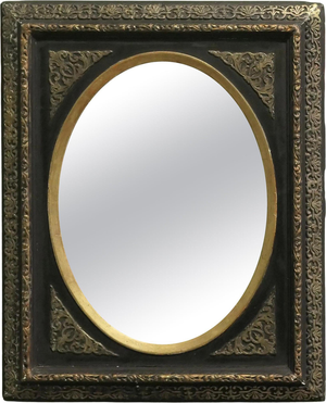 French Empire Gilt Brass and Black Lacquer Wall Mirror
