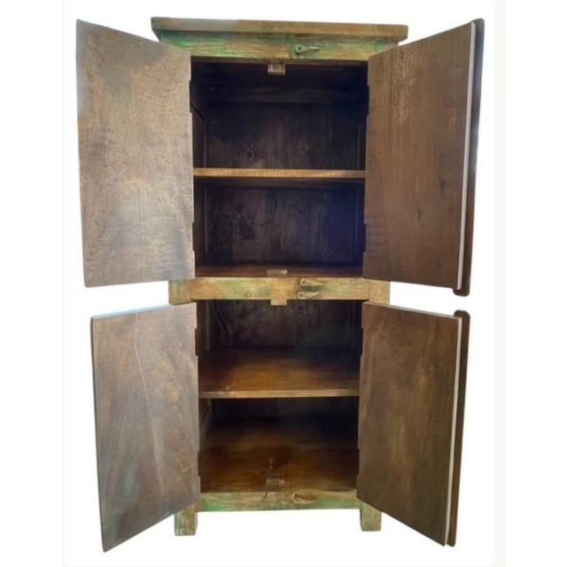 Farmhouse 4-Door Solid Mango Wood Farmhouse Linen Cabinet For Sale - Image 3 of 6