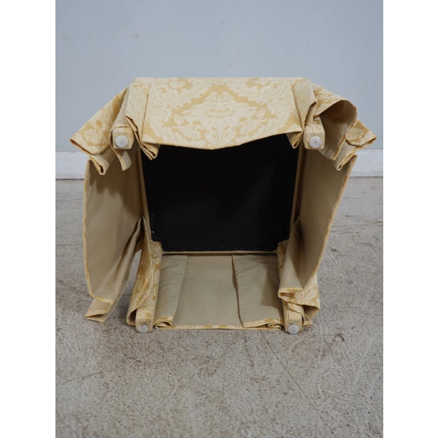 Pair Century Gold Damask Upholstered Slipper Chairs For Sale - Image 11 of 12