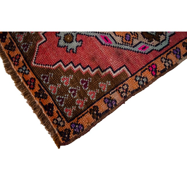 Textile Hand Knotted Small Turkish Rug Organic Wool Mat Small Area Rug Kitchen Decor Doormat - 19'' X 29'' For Sale - Image 7 of 15