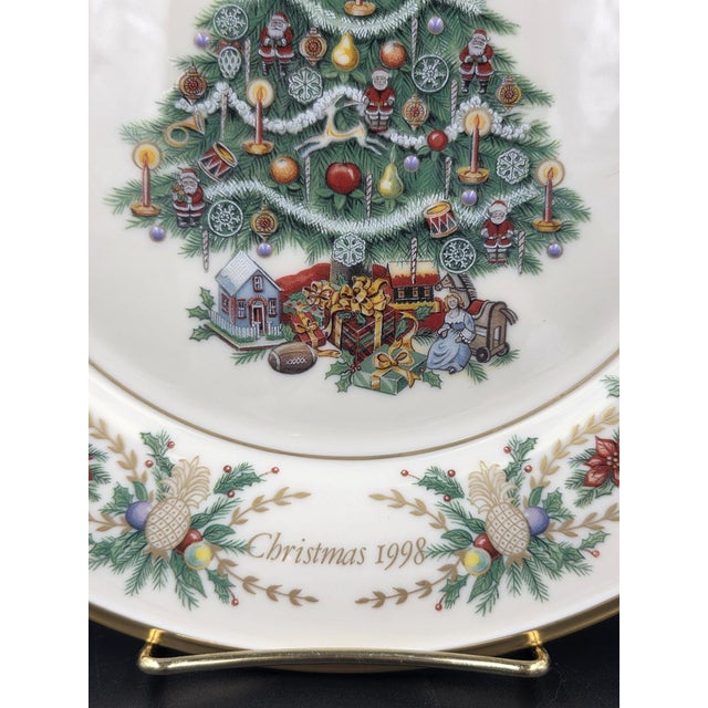 Ceramic Vintage Lenox 1998 Numbered Christmas Trees Around the World Plate With Original Box For Sale - Image 7 of 18