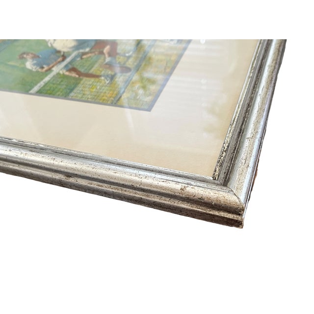 1960s Mid-Century Arthur Sarnoff Tennis Match Fine Art Print in Silver Leaf Frame, 18" X 14" For Sale - Image 5 of 7