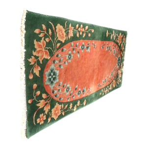 Vintage Chinese Hand Knotted Silk and Wool Art Deco Scatter Rug Early 20th Century Possibly by Nichols