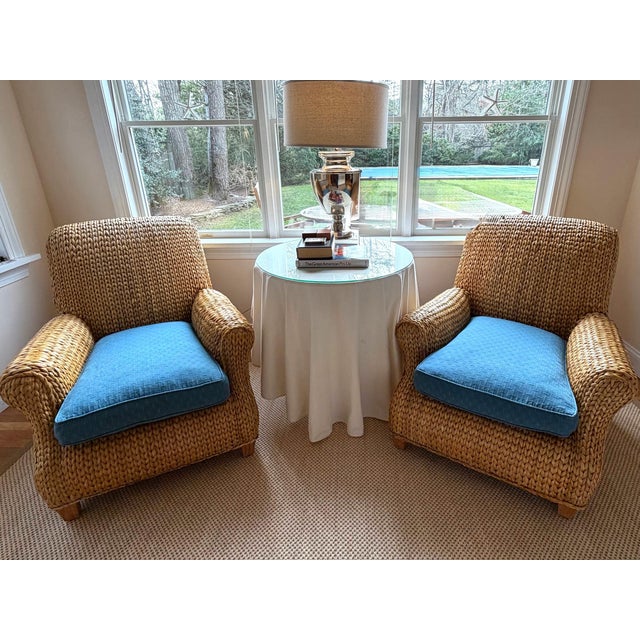Traditional Ralph Lauren Woven Lounge Chairs, Set of 2 For Sale - Image 3 of 18