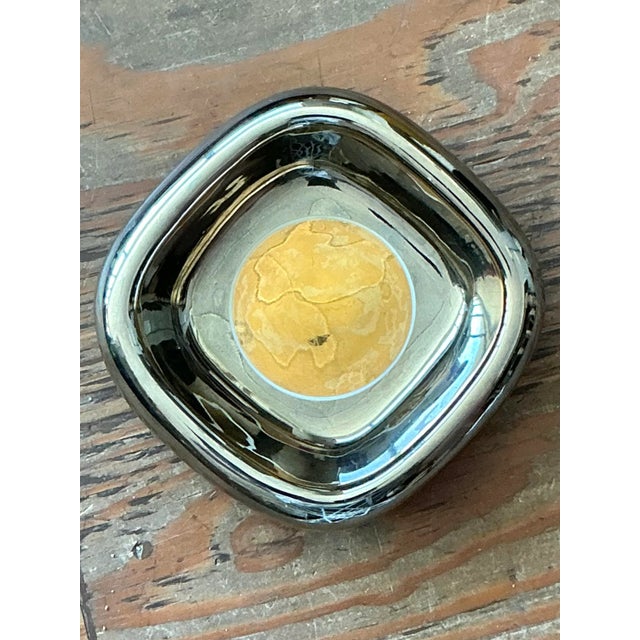 Mid 20th Century Vintage Italian Metallic Ceramic Bowl For Sale - Image 5 of 7